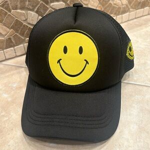 Smiley face hat aviator trucker